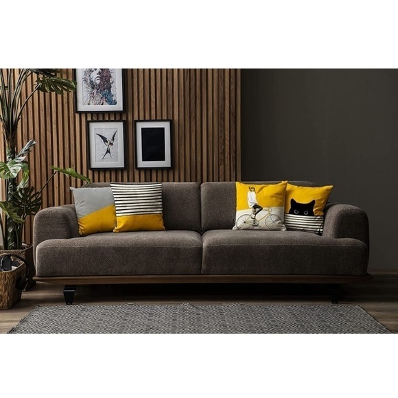 Brand New Set of 4 Decorative Pillow Covers 18"x18" Washable Decor Gold & Black - Picture 6 of 11